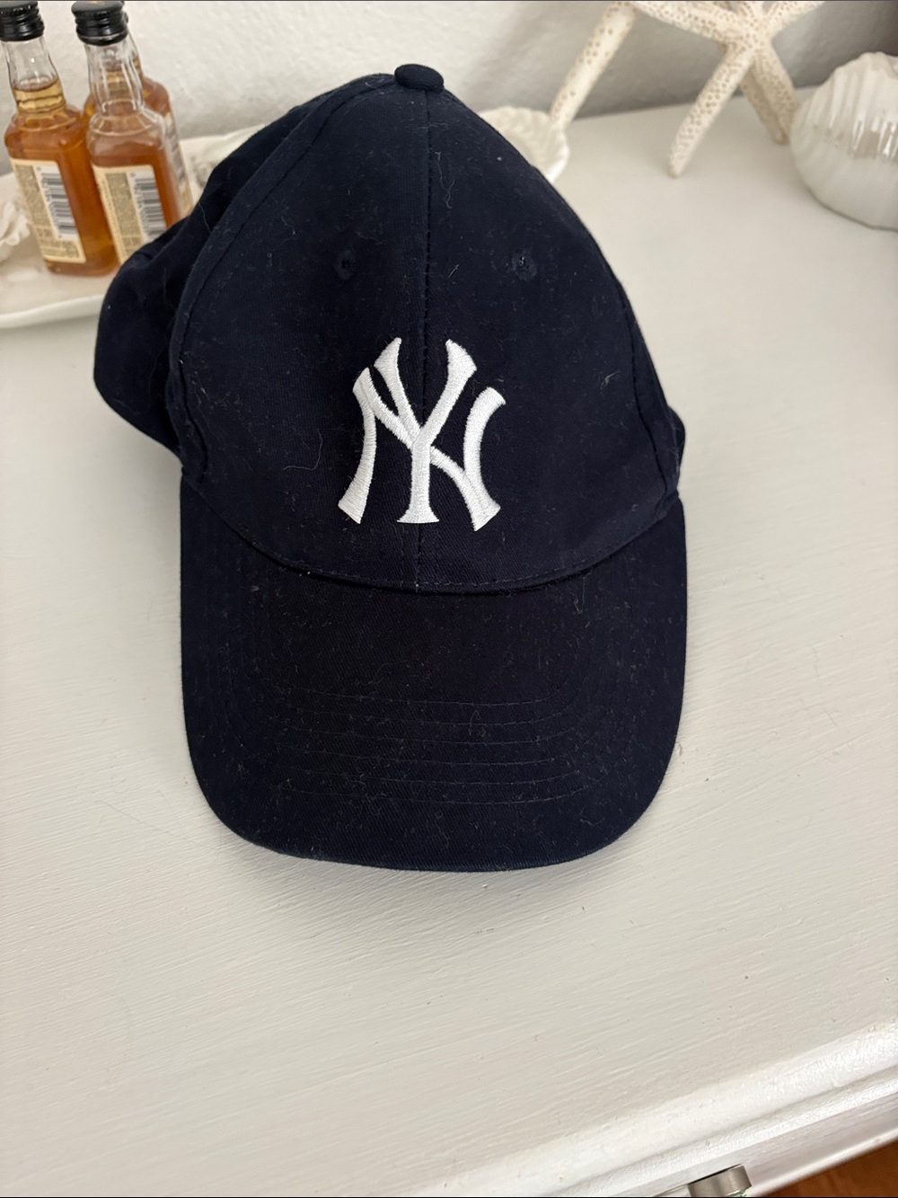Budweiser Navy Blue Baseball Cap with White Logo just needs to be long rolledlol